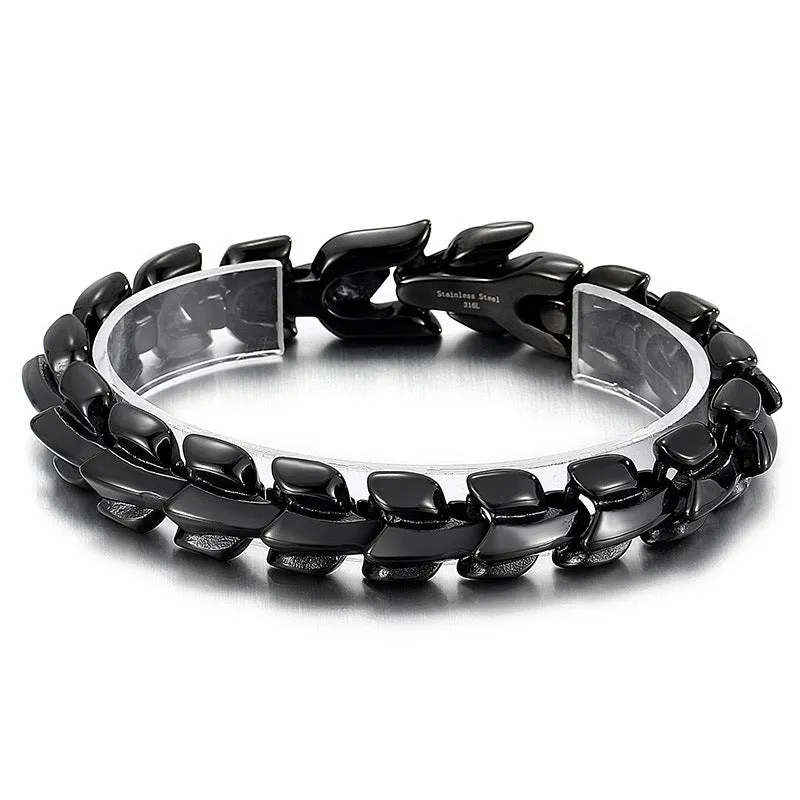 Multi-Color Titanium Steel Men's Bracelet with Vacuum Electroplating - European and American Style Dominant Leader Trend