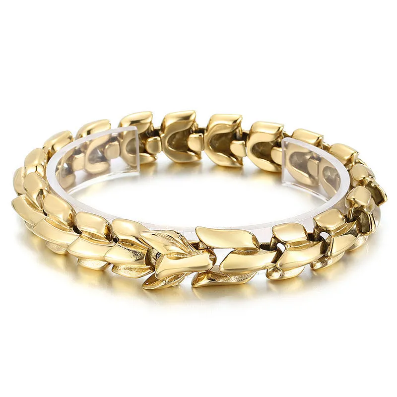 Multi-Color Titanium Steel Men's Bracelet with Vacuum Electroplating - European and American Style Dominant Leader Trend