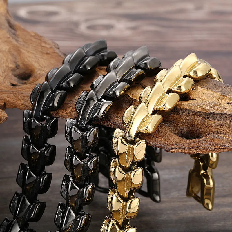 Multi-Color Titanium Steel Men's Bracelet with Vacuum Electroplating - European and American Style Dominant Leader Trend
