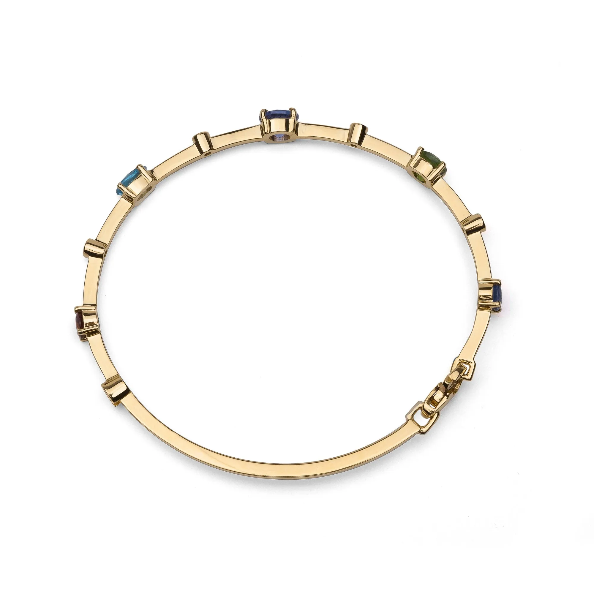 Multi coloured gemstones 18k yellow gold bracelet