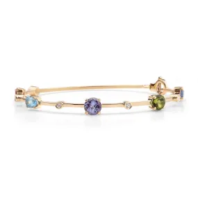 Multi coloured gemstones 18k yellow gold bracelet