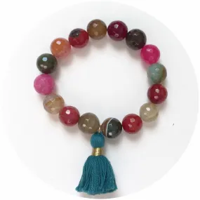 Multicolor Agate with Emerald Tassel