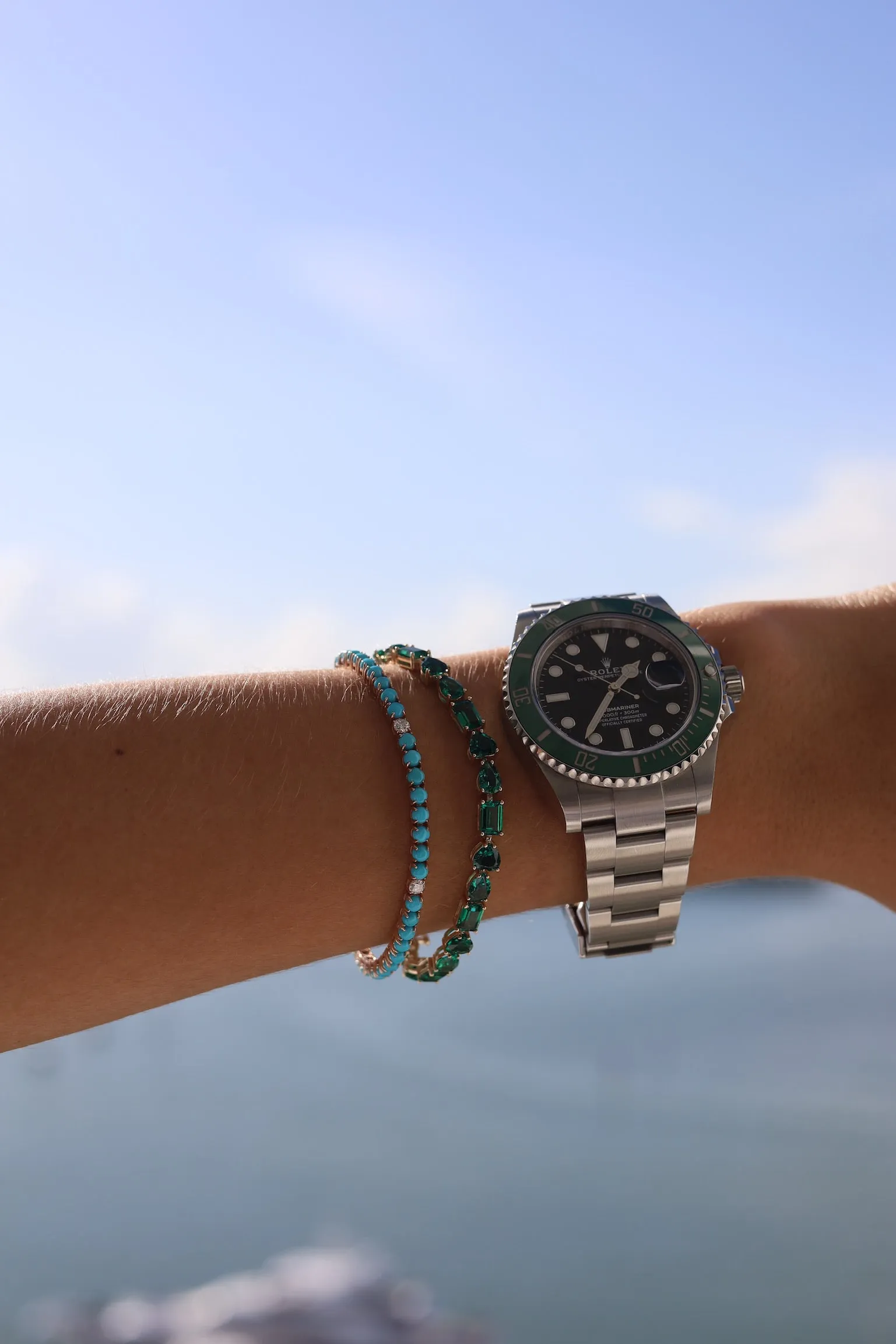 Multishape Green Topaz Tennis Bracelet