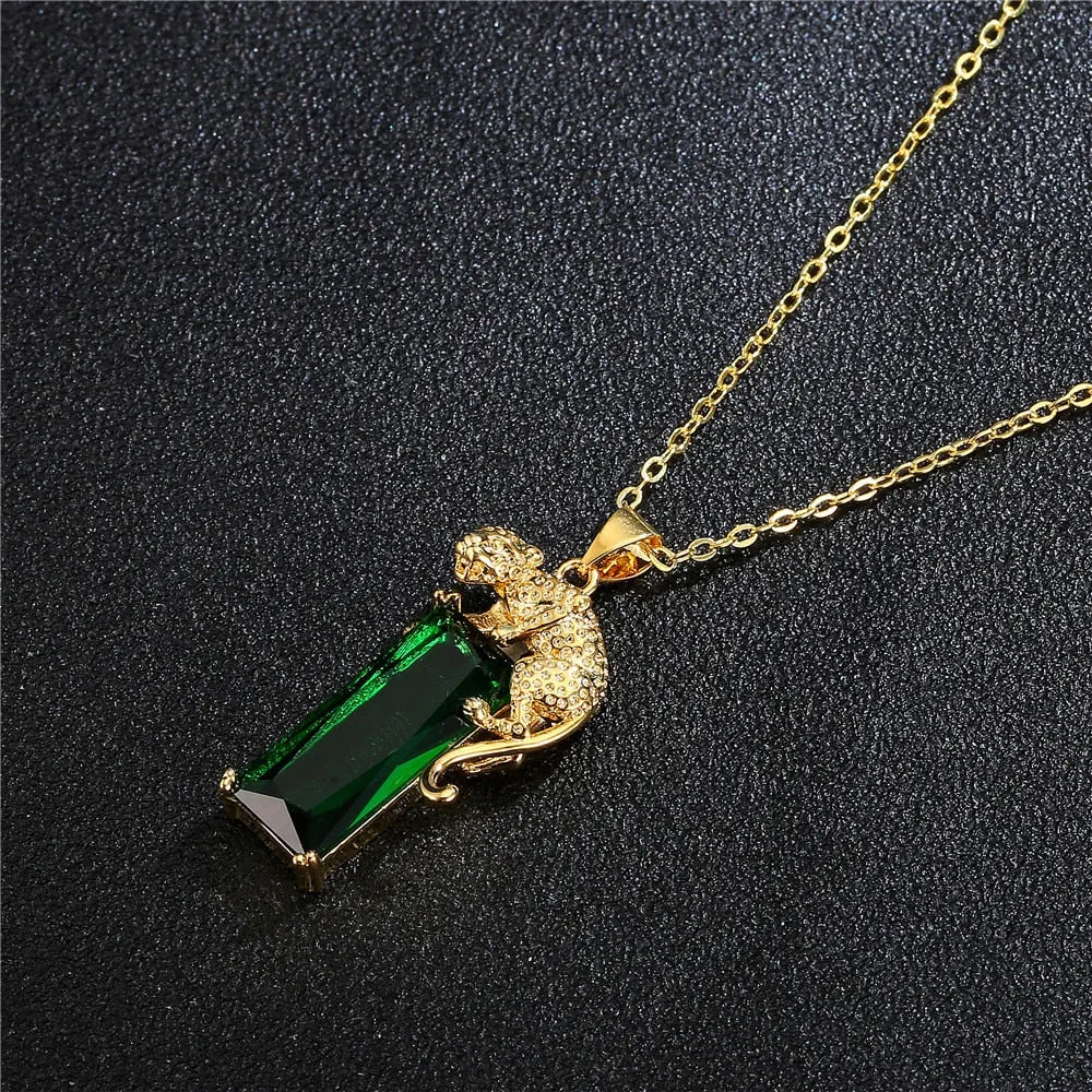 Natural Emerald Gemstone 14K Gold Color Pendant