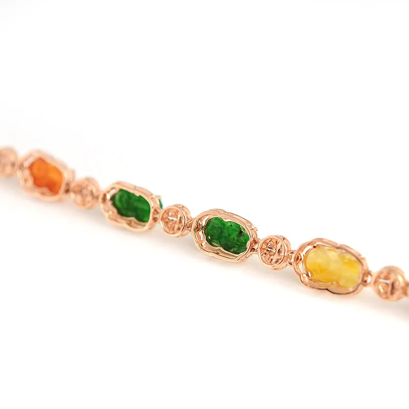 Natural Jade Bracelet Jadeite Gold Pixiu Bracelet BT05