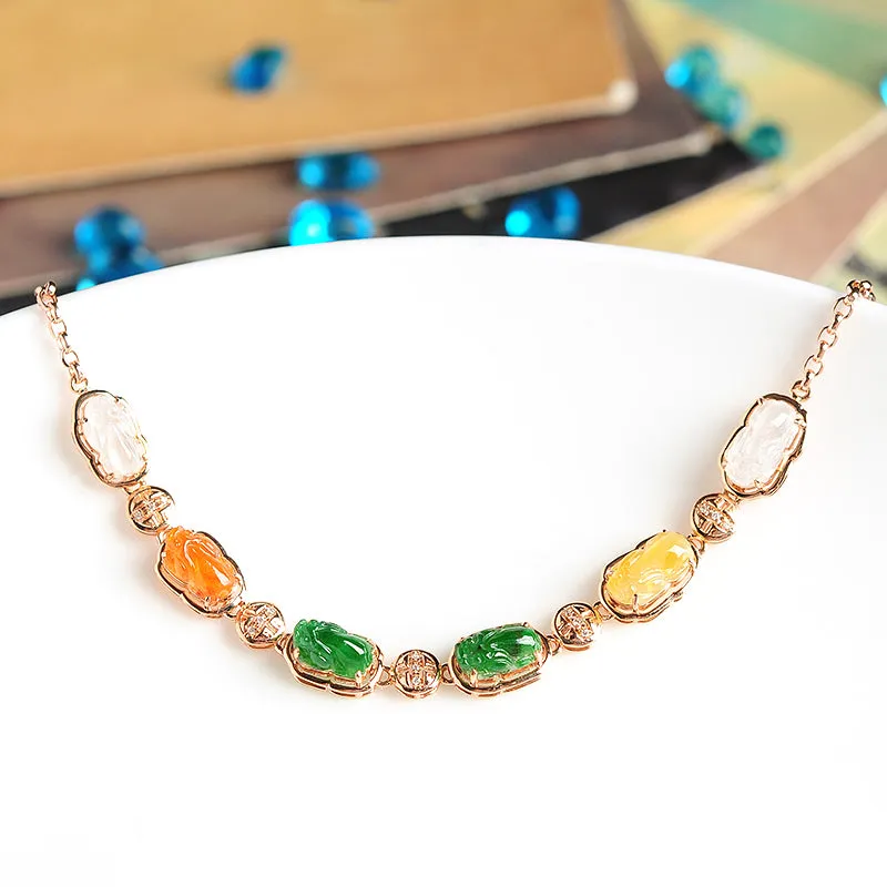 Natural Jade Bracelet Jadeite Gold Pixiu Bracelet BT05
