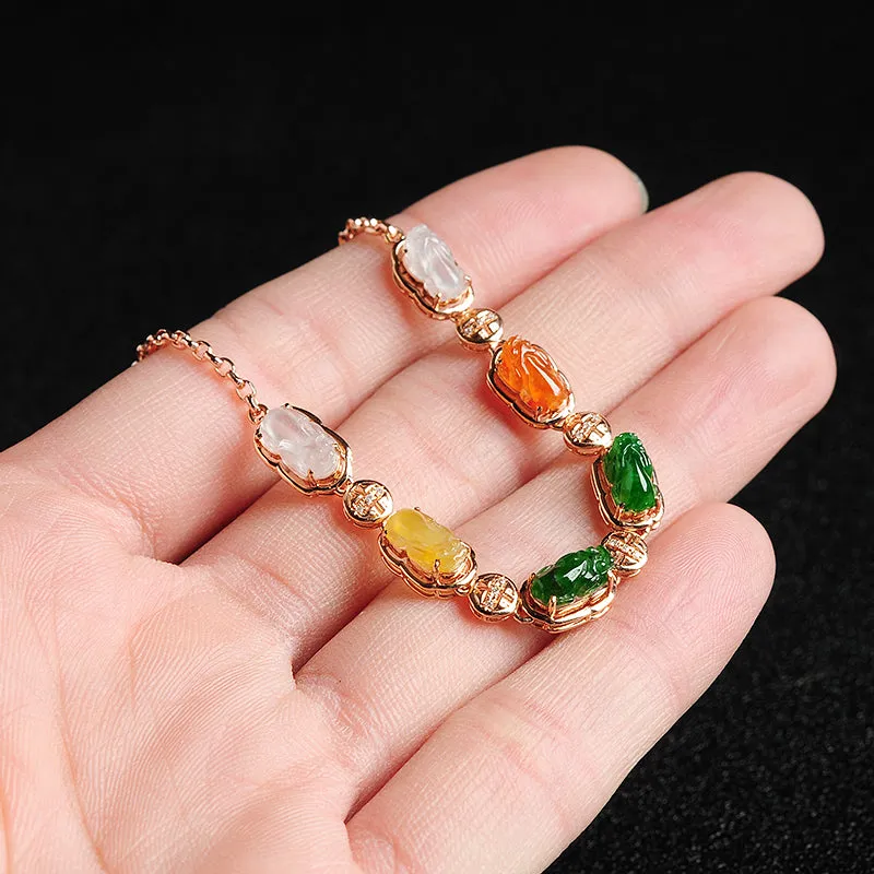 Natural Jade Bracelet Jadeite Gold Pixiu Bracelet BT05
