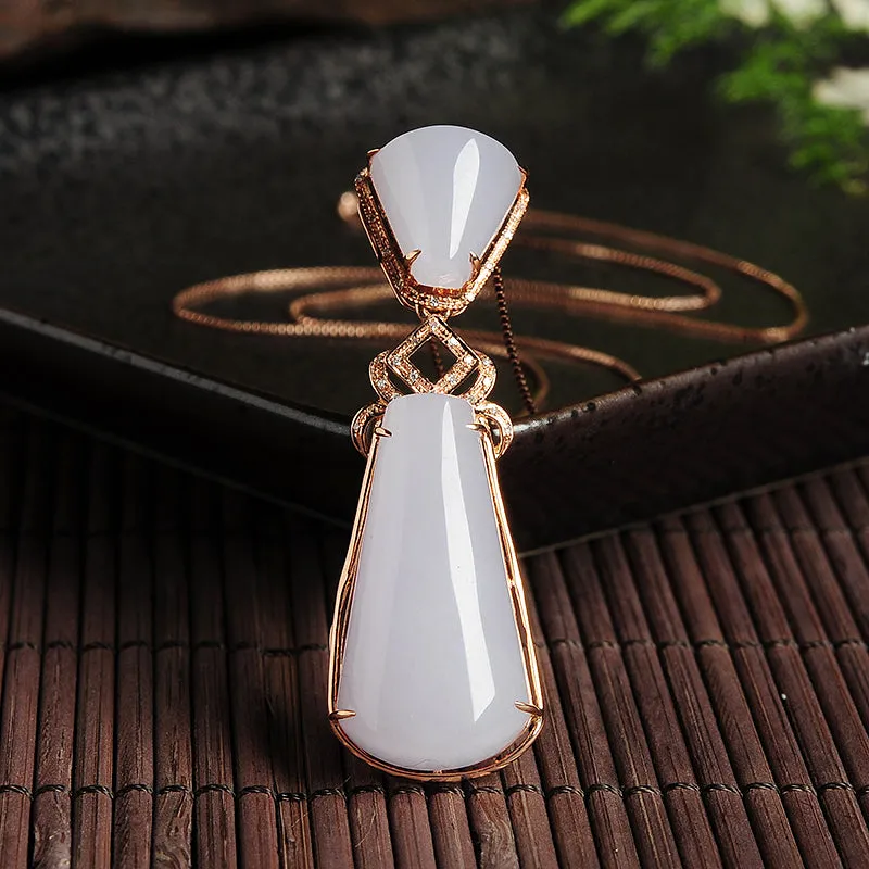 Natural Jade Pendant Jadeite Gold Pendant PT83