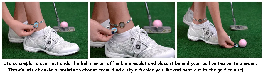 One Putt Designs - Par 3 (Topaz) Ball Marker Ankle Bracelet #3TZ