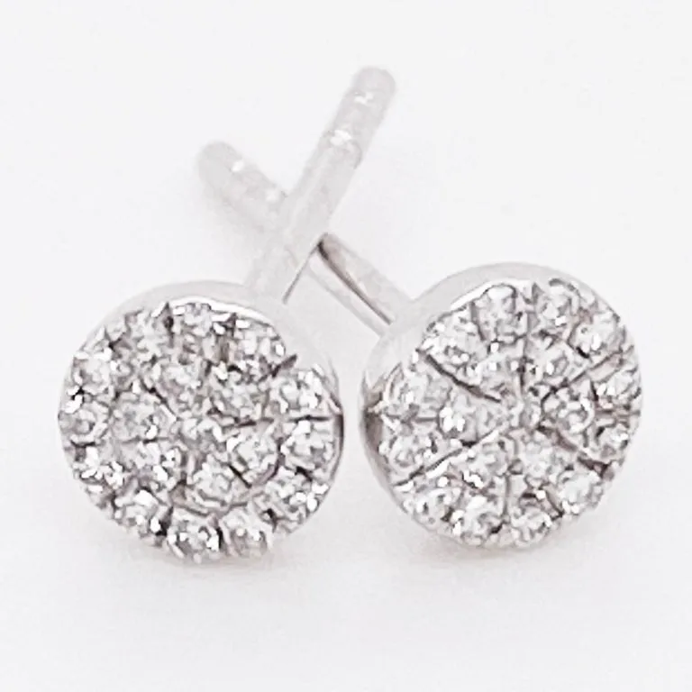 Pave Diamond Disk Stud Earrings