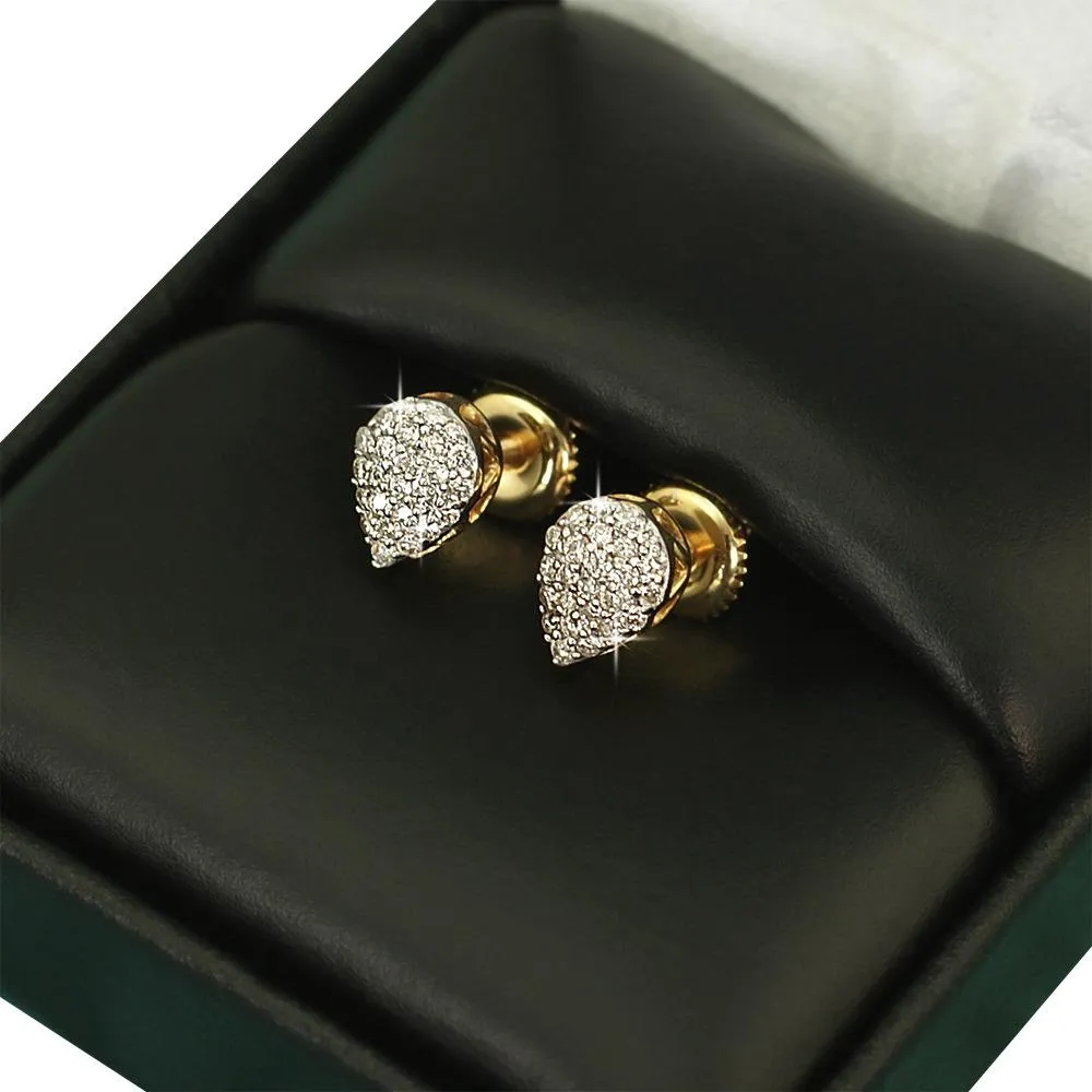 Pear Pave Diamond Earrings .27cttw 10K Yellow Gold