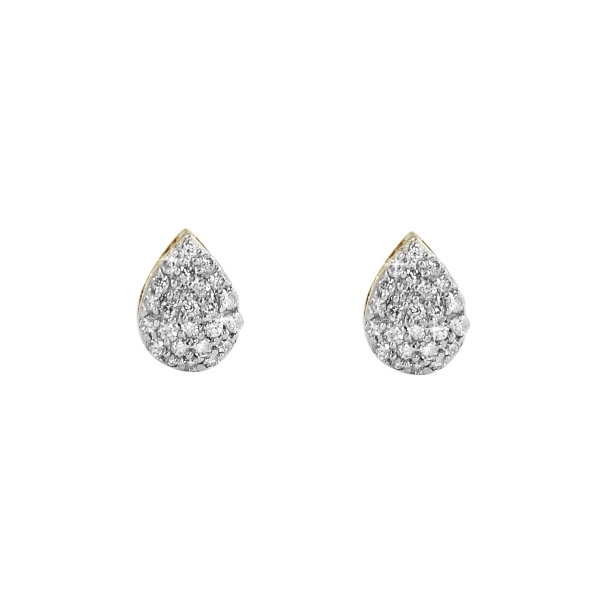 Pear Pave Diamond Earrings .27cttw 10K Yellow Gold