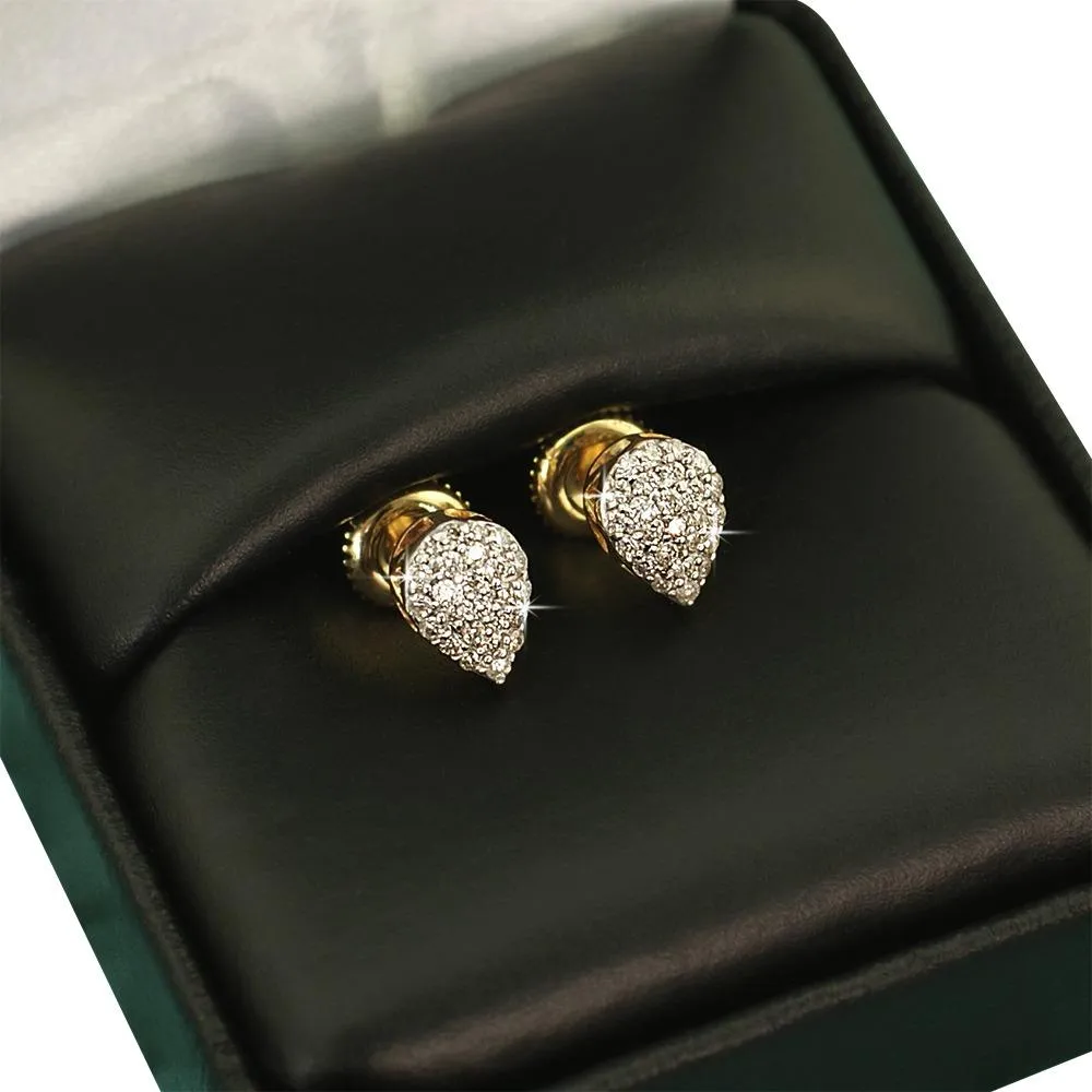 Pear Pave Diamond Earrings .27cttw 10K Yellow Gold