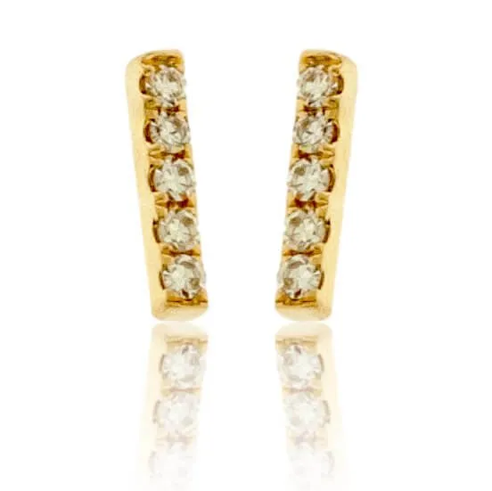 Petite Diamond Bar Stud Earrings