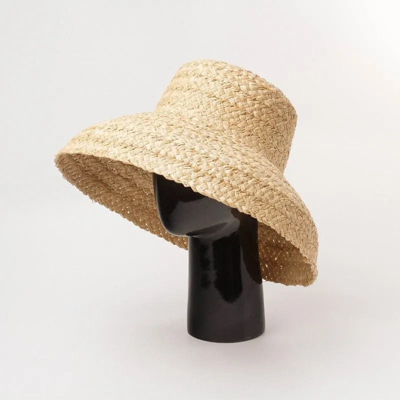 Raffia Bucket Hat With Wrap-Around Brim