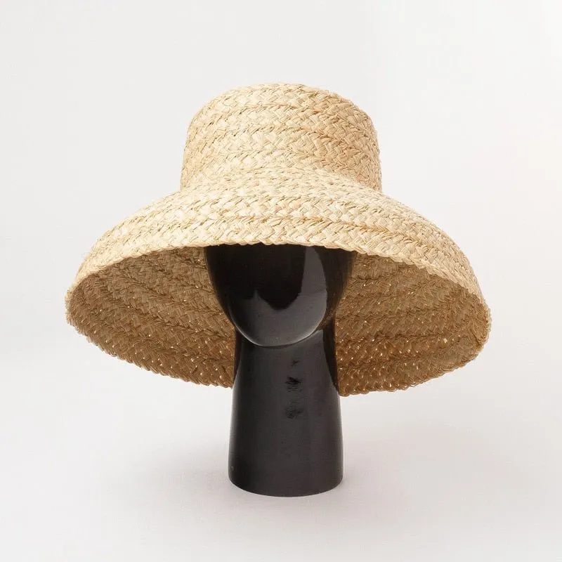 Raffia Bucket Hat With Wrap-Around Brim