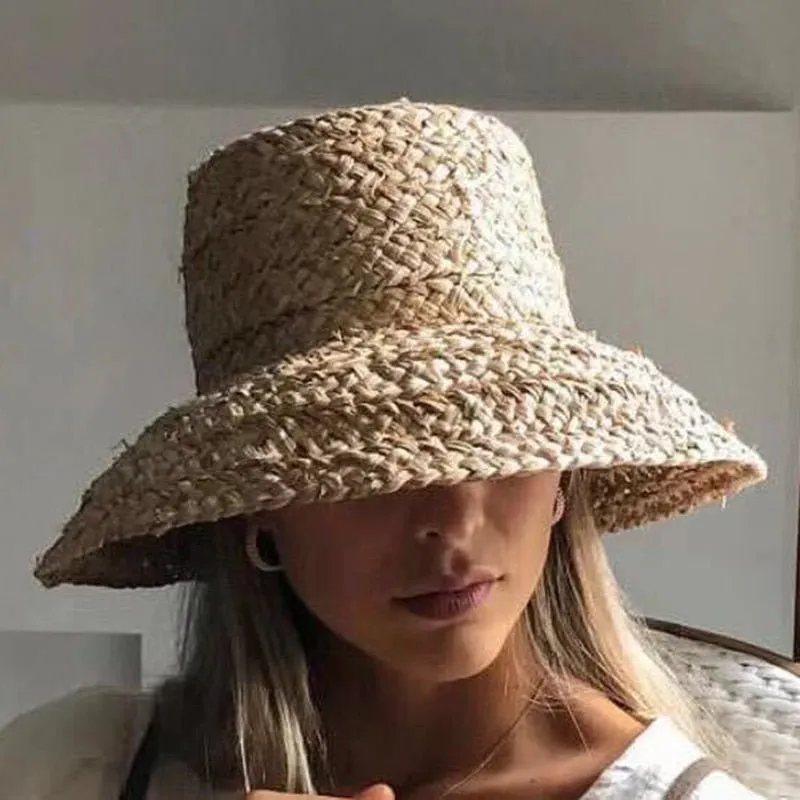 Raffia Bucket Hat With Wrap-Around Brim