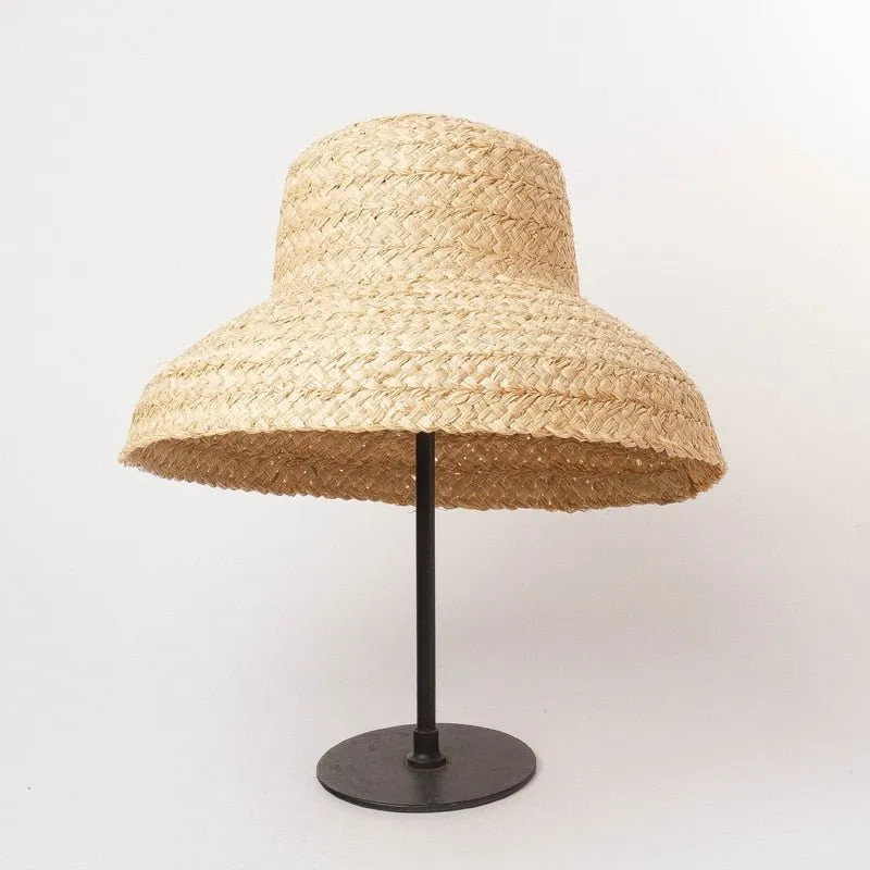 Raffia Bucket Hat With Wrap-Around Brim