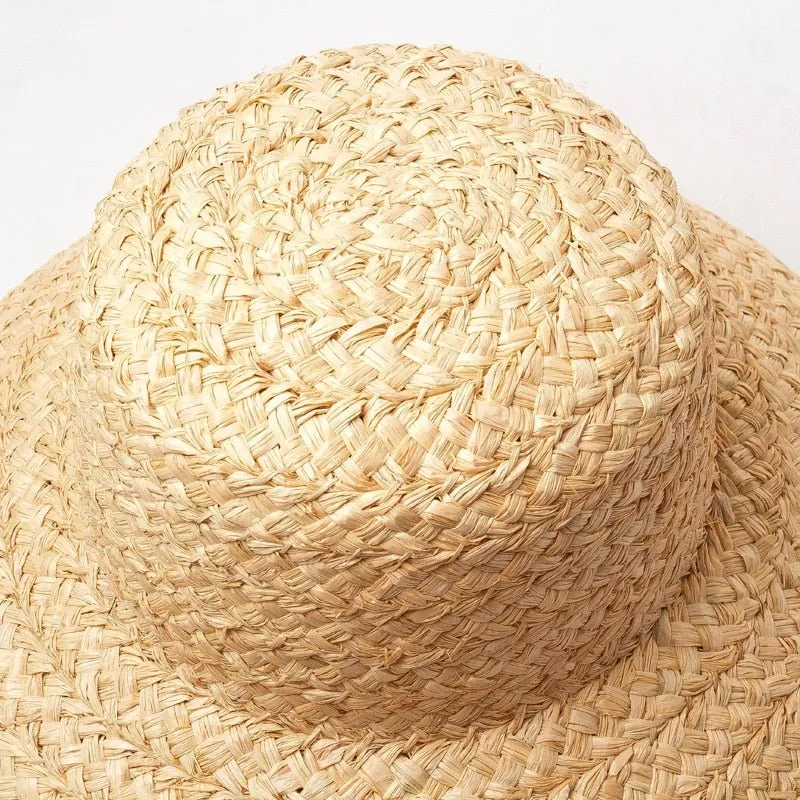 Raffia Bucket Hat With Wrap-Around Brim