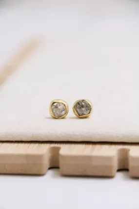 raw gemstone nugget earrings { gold }