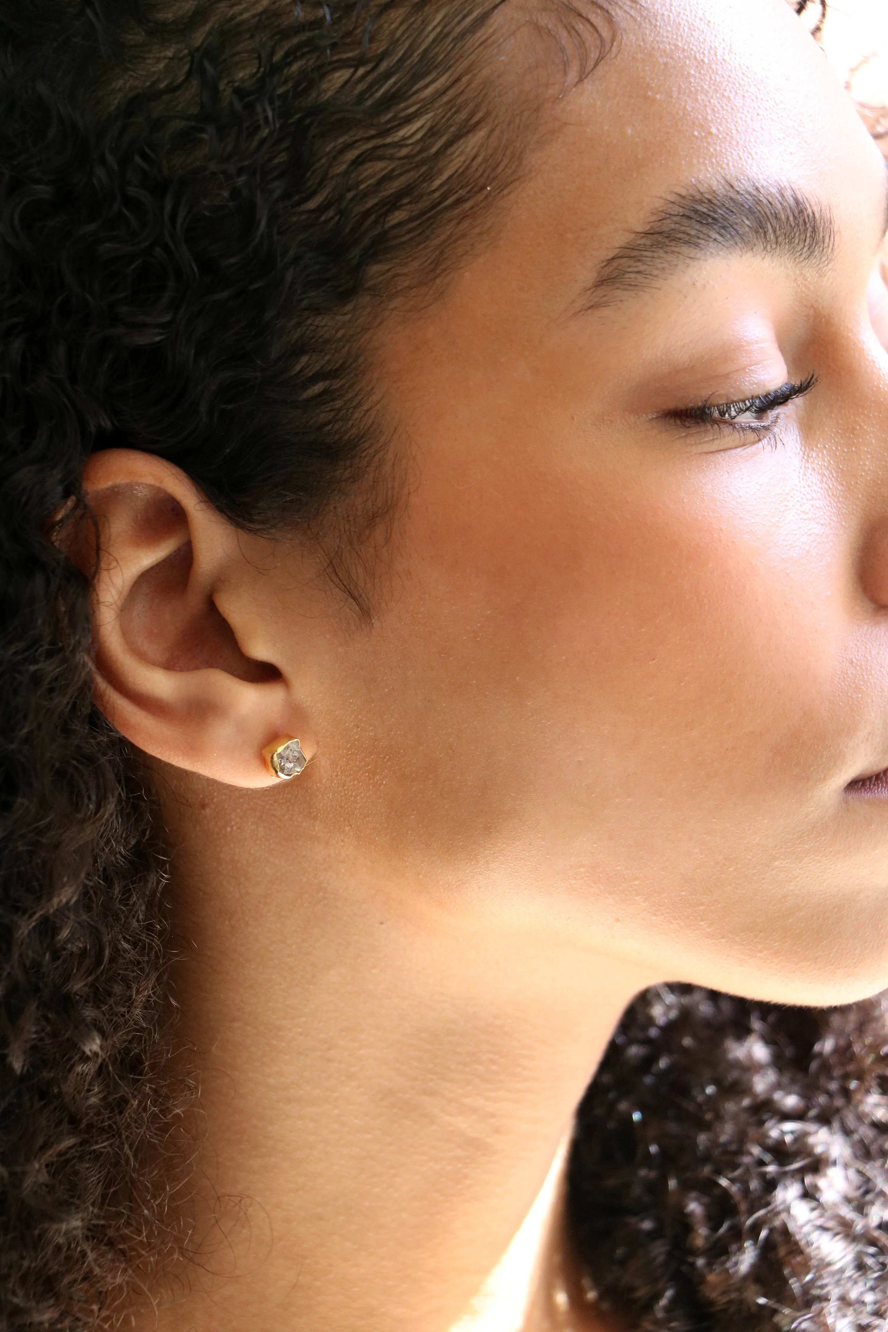 raw gemstone nugget earrings { gold }