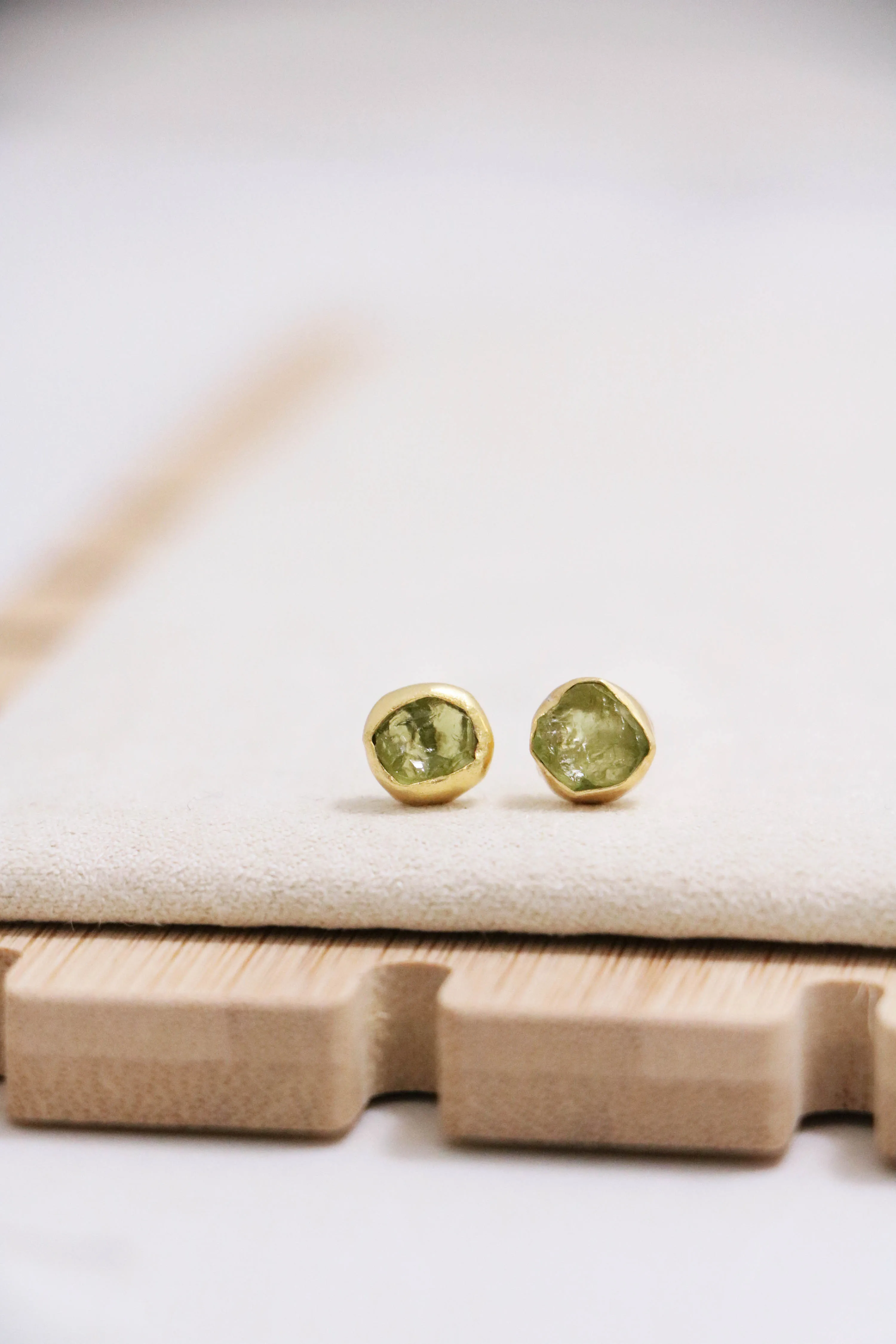 raw gemstone nugget earrings { gold }
