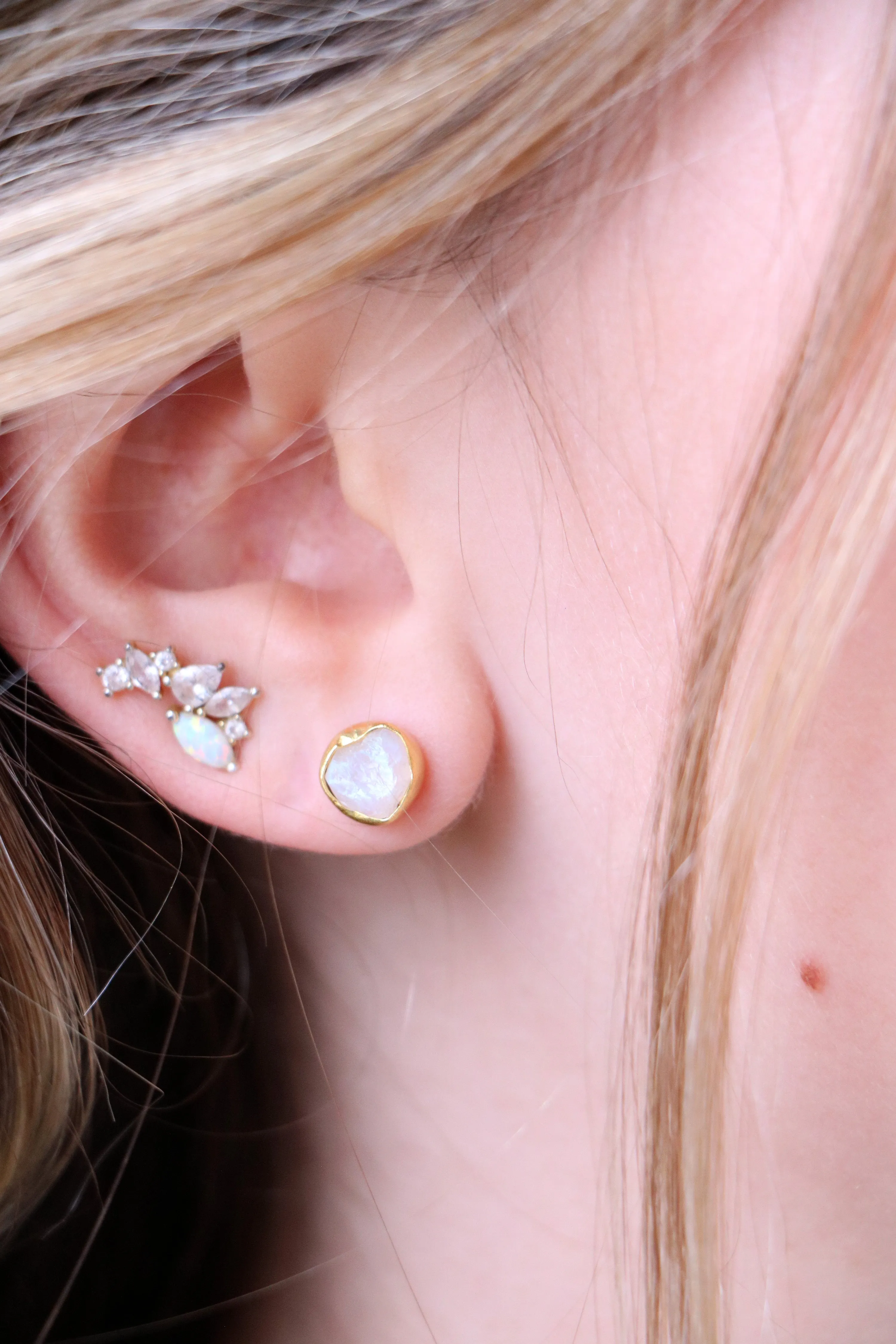 raw gemstone nugget earrings { gold }