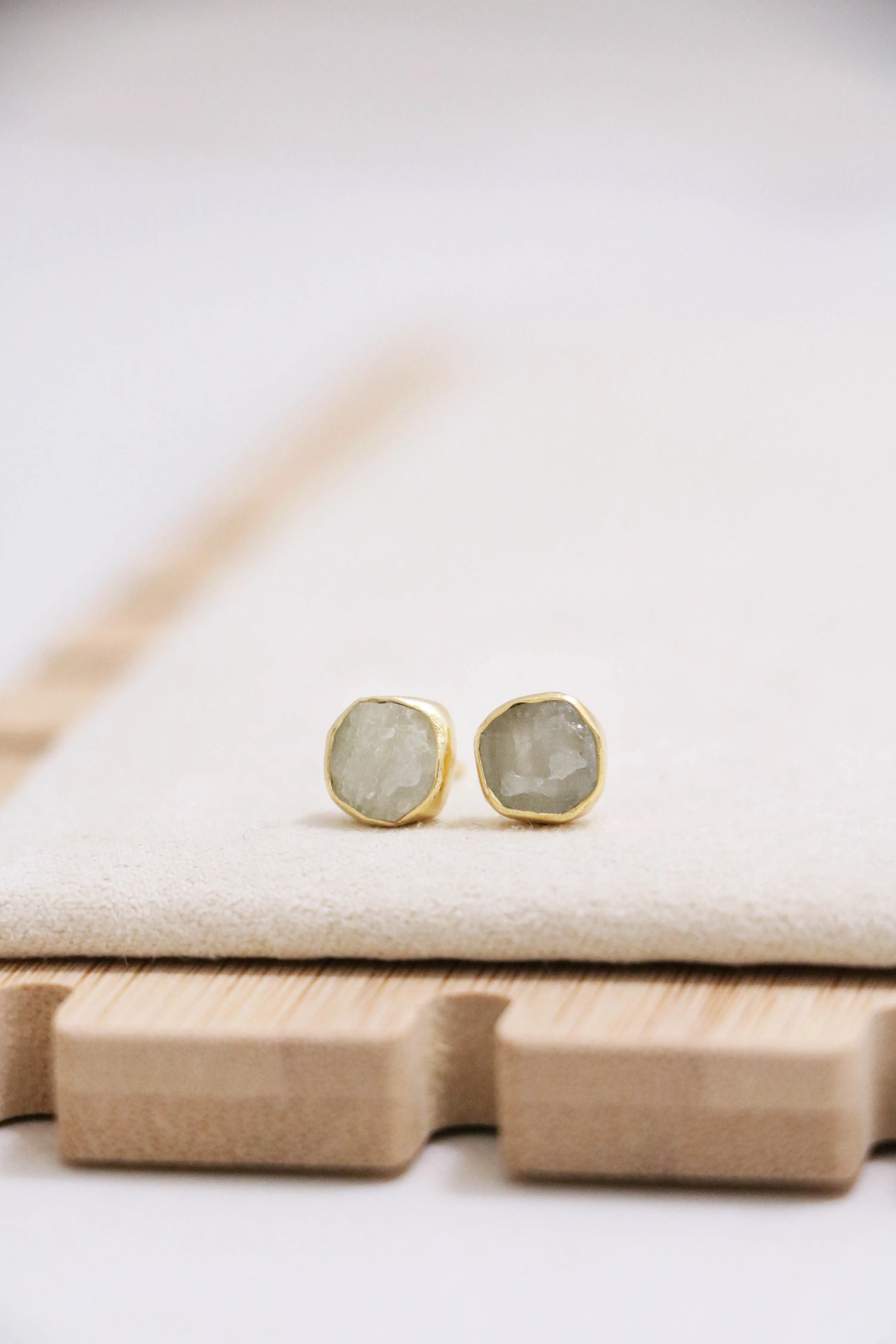 raw gemstone nugget earrings { gold }