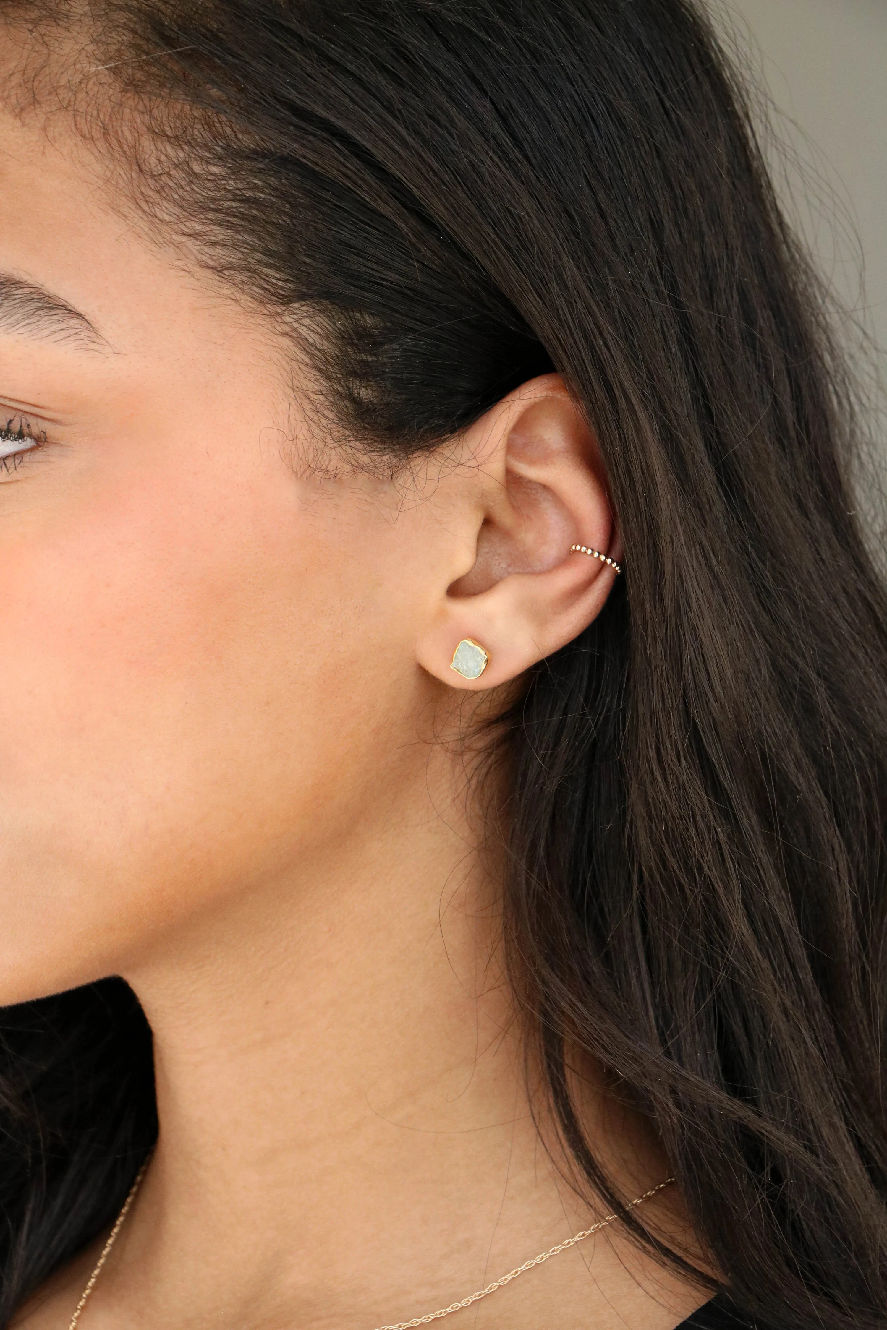 raw gemstone nugget earrings { gold }