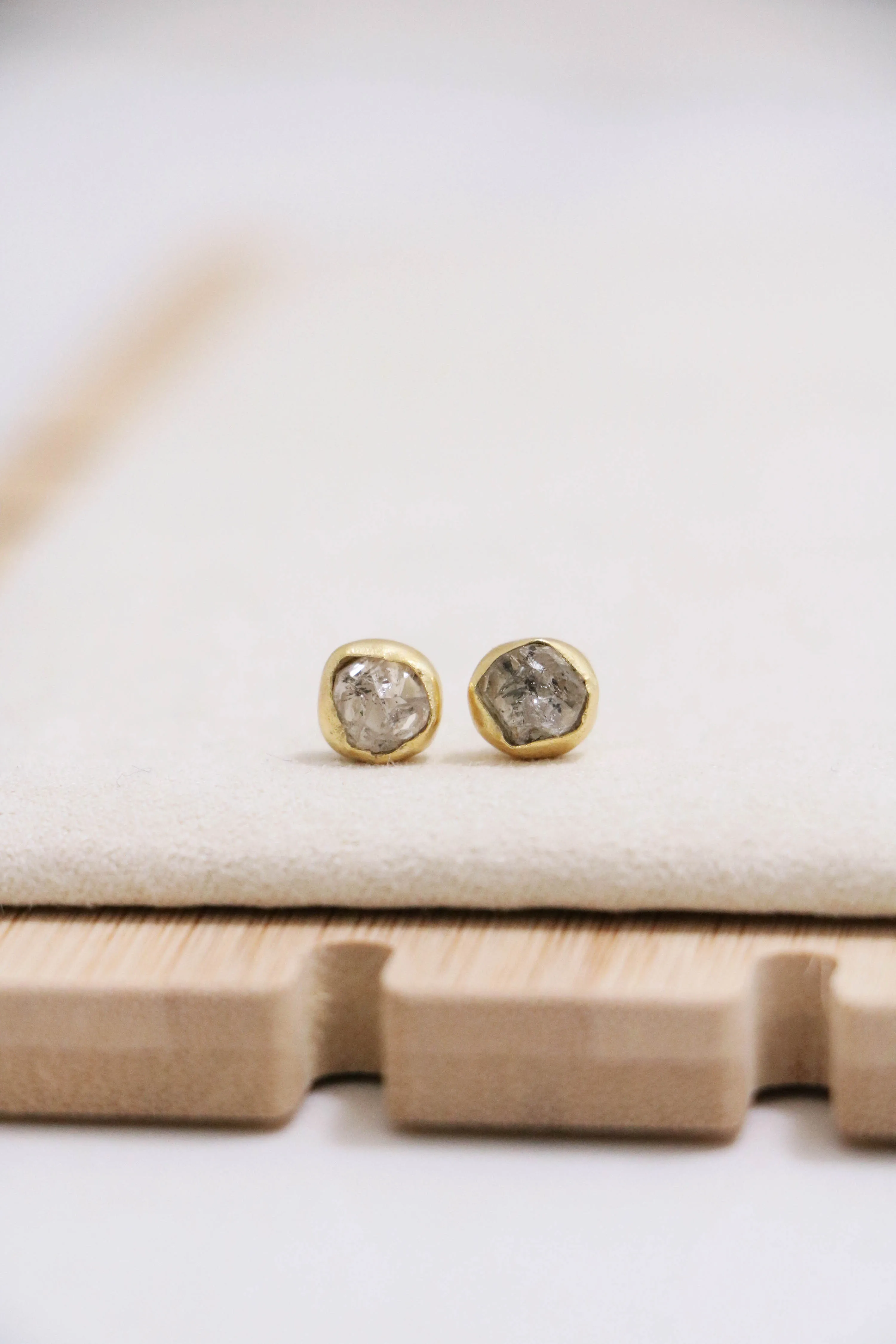 raw gemstone nugget earrings { gold }