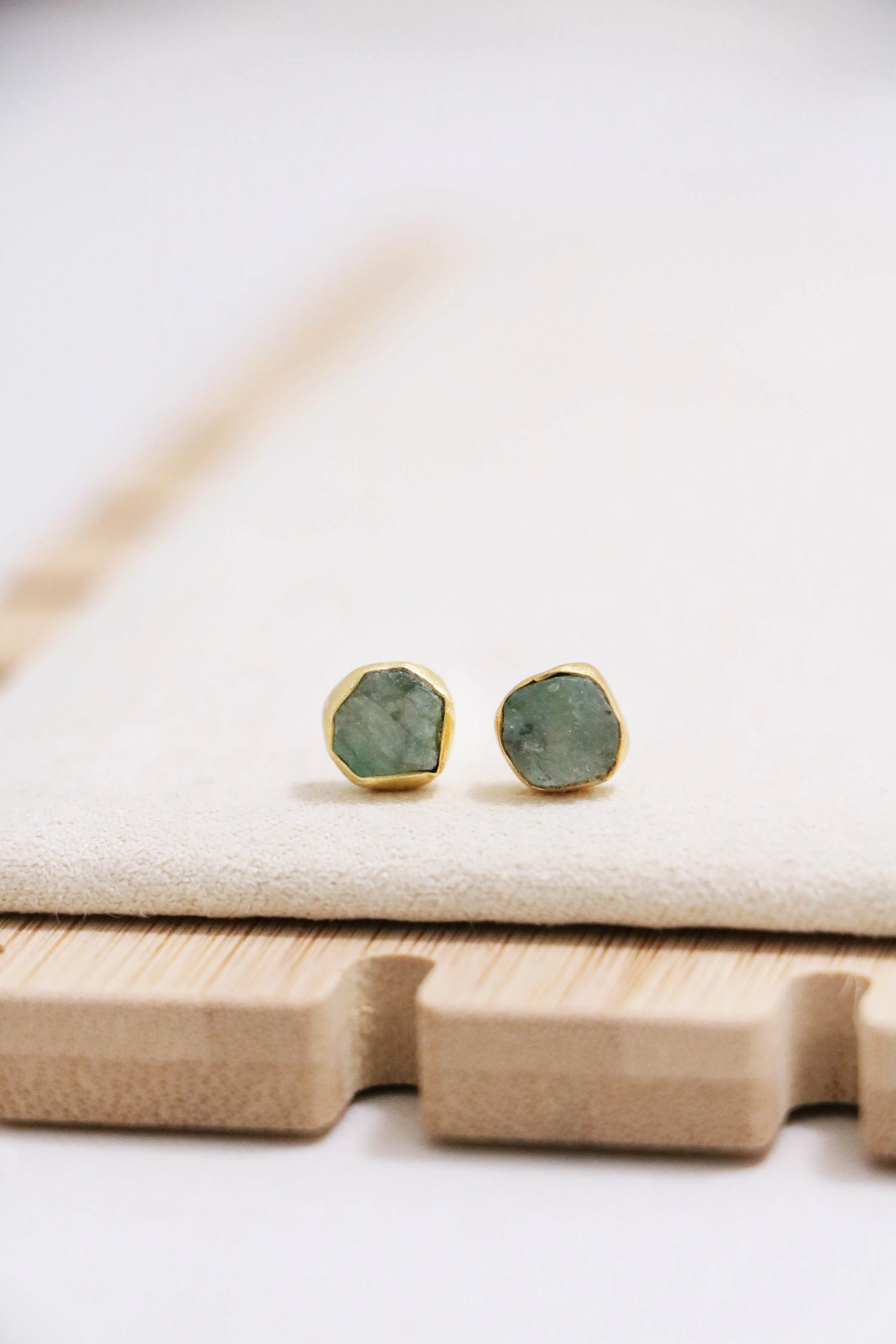 raw gemstone nugget earrings { gold }