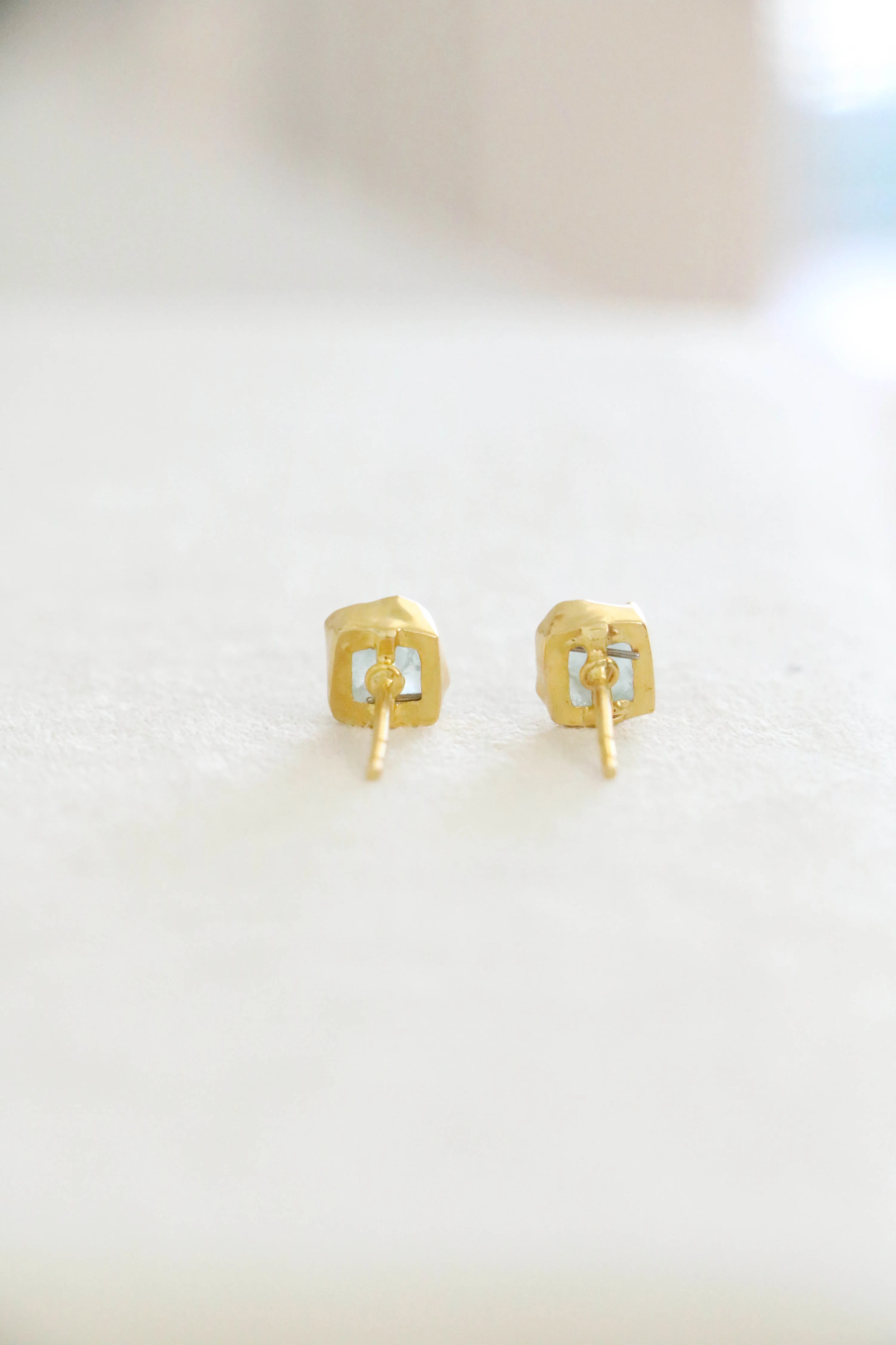 raw gemstone nugget earrings { gold }
