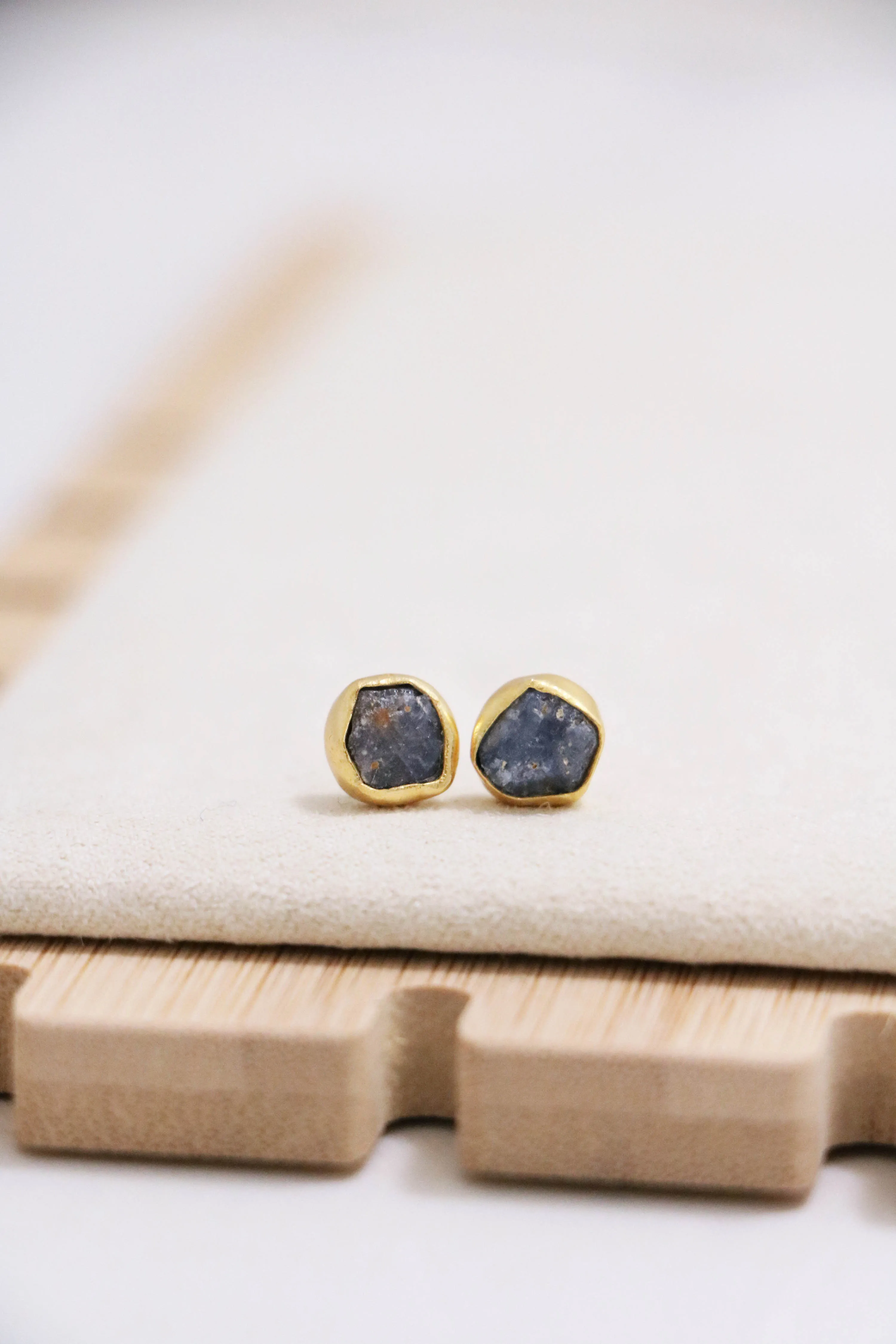 raw gemstone nugget earrings { gold }