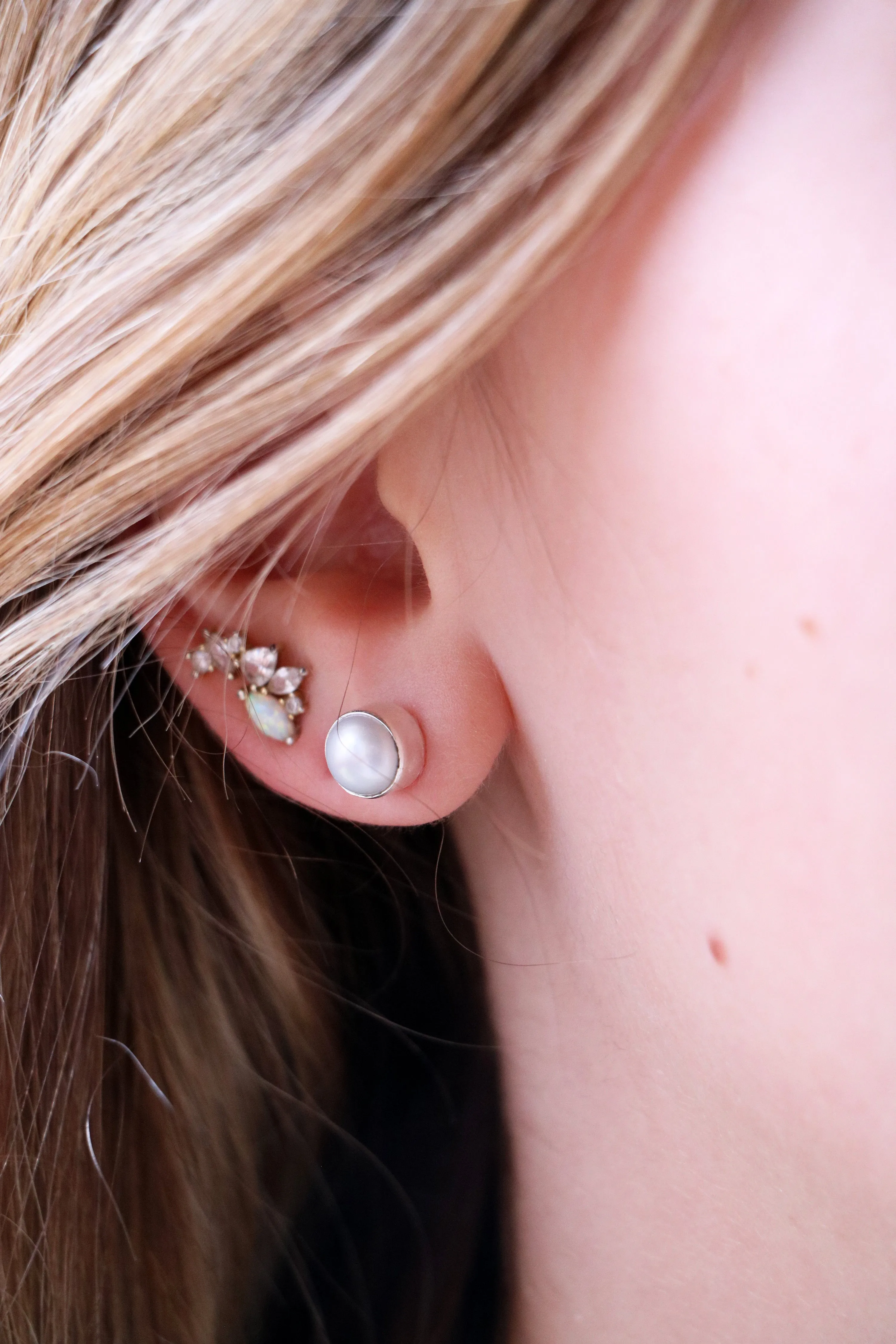 raw gemstone nugget earrings { gold }