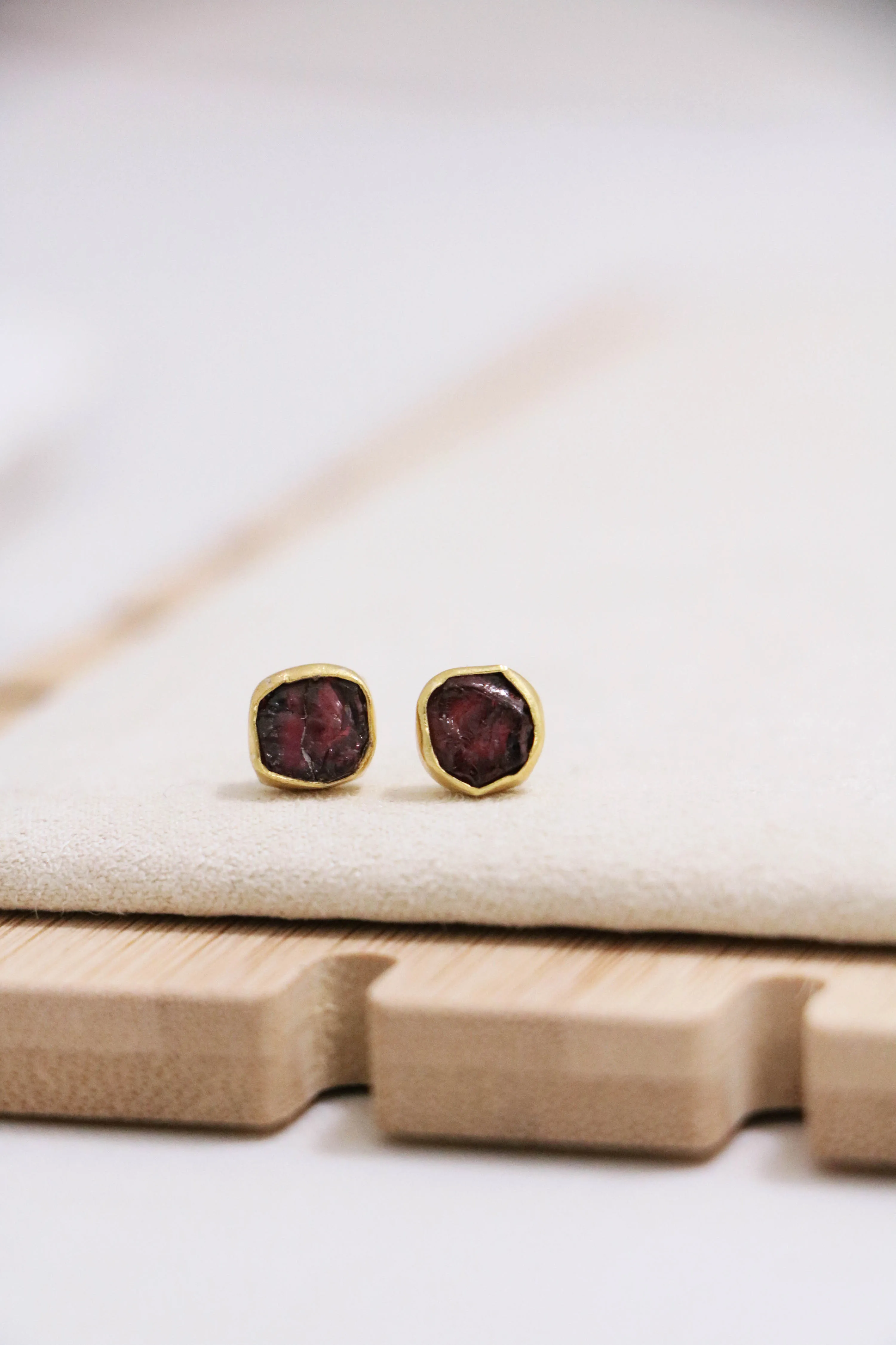raw gemstone nugget earrings { gold }