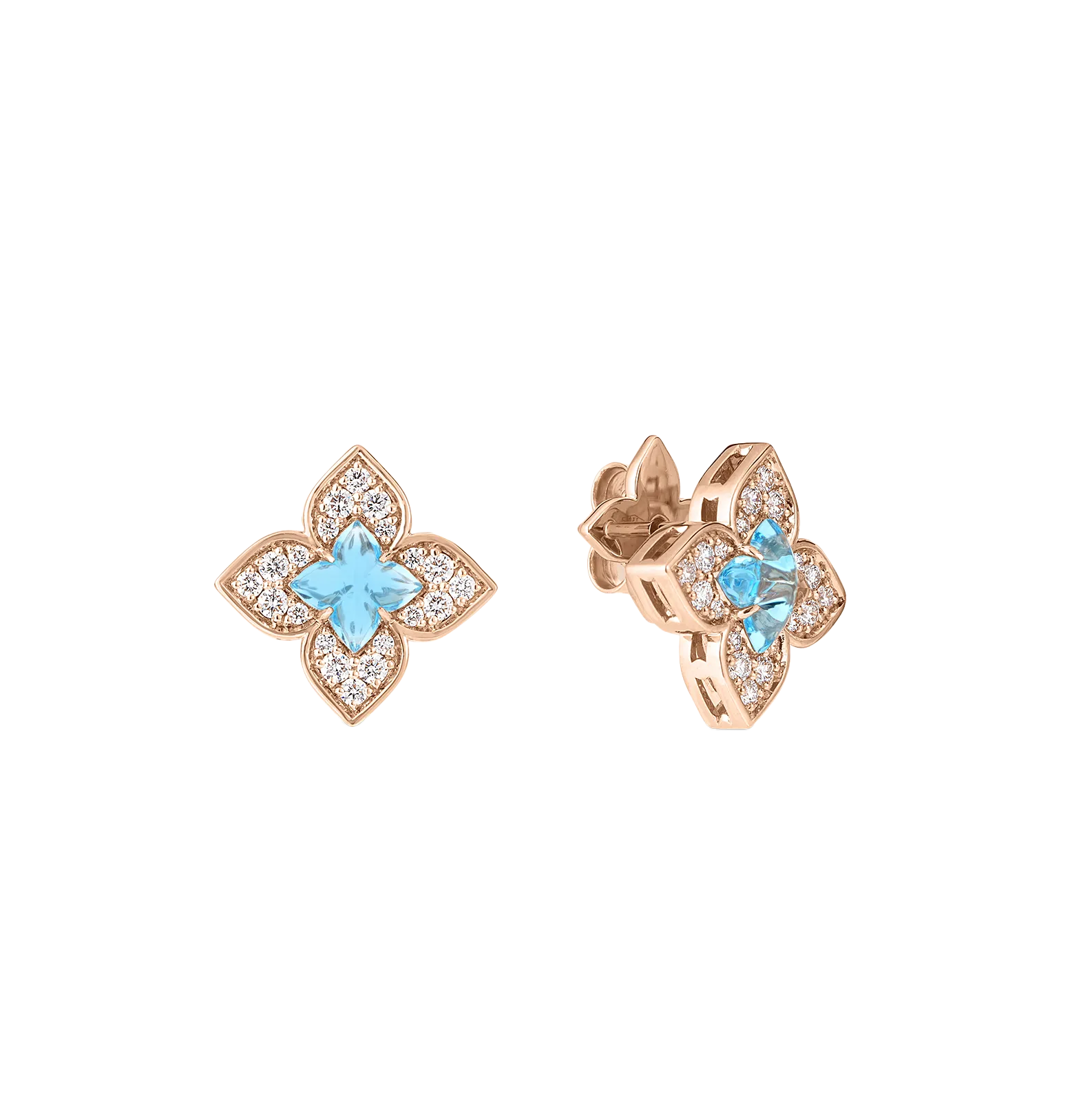 Roberto Coin Venetian Princess Rose Gold Blue Topaz and Diamond Earrings