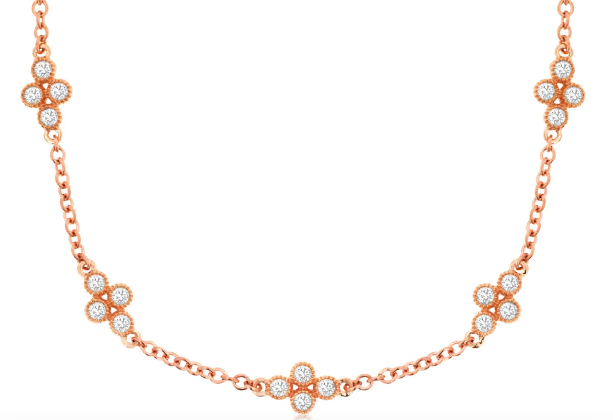 Rose Gold Station Diamond Necklace