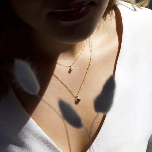 Round Black Diamond Sun Necklace - made to order