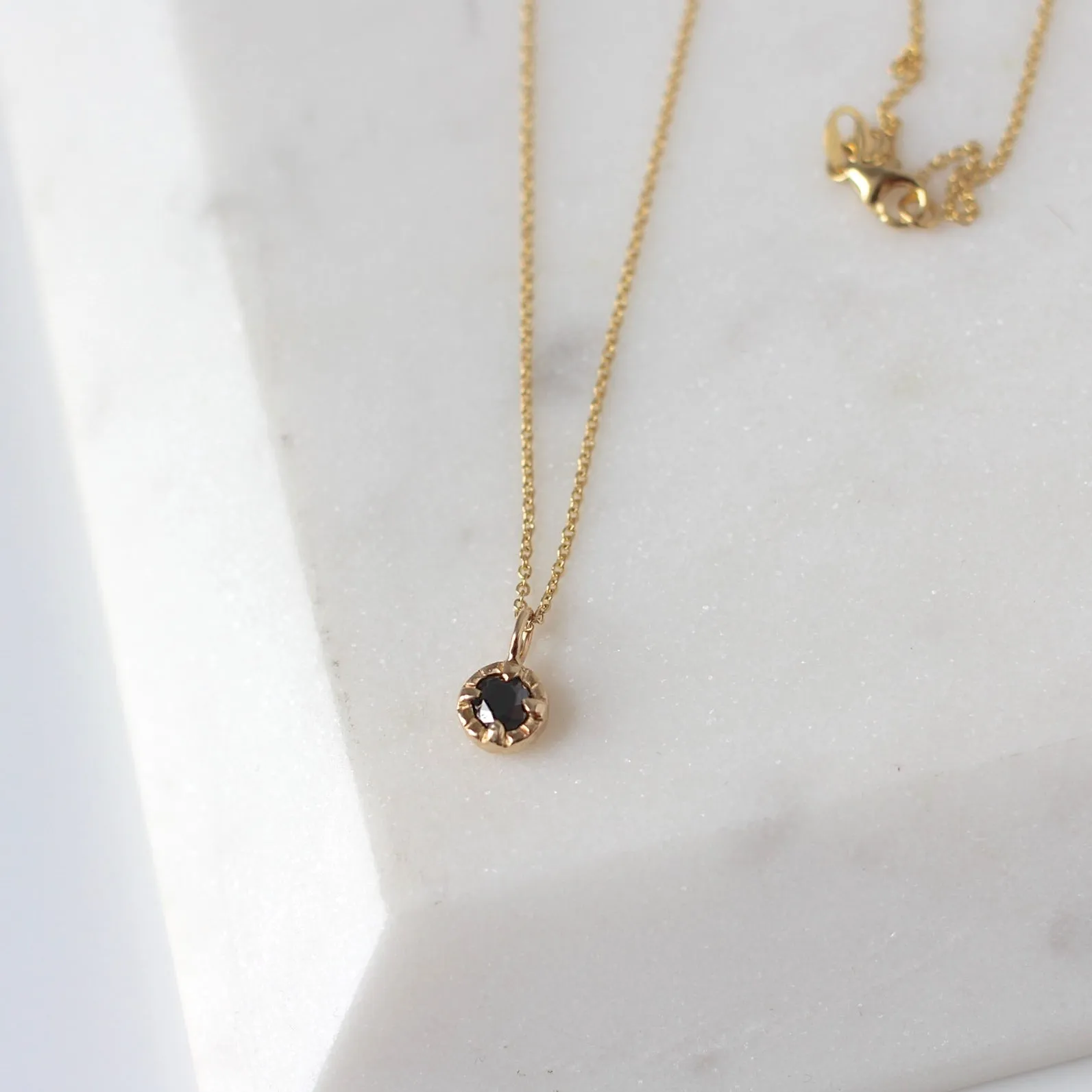 Round Black Diamond Sun Necklace - made to order