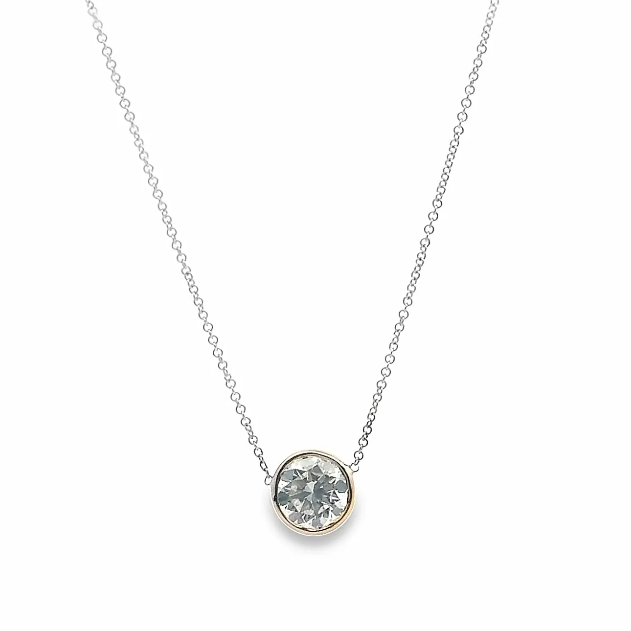 Round Diamond Solitaire Bezel Necklace