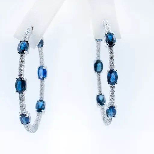Sapphire & Diamond Hoop Earrings