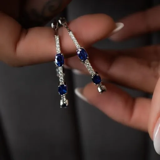 Sapphire & Diamond Hoop Earrings