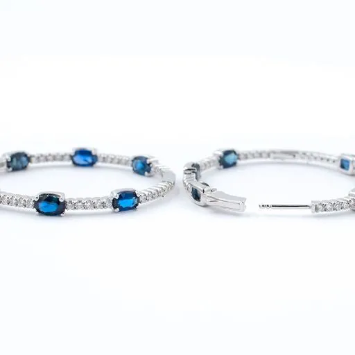 Sapphire & Diamond Hoop Earrings