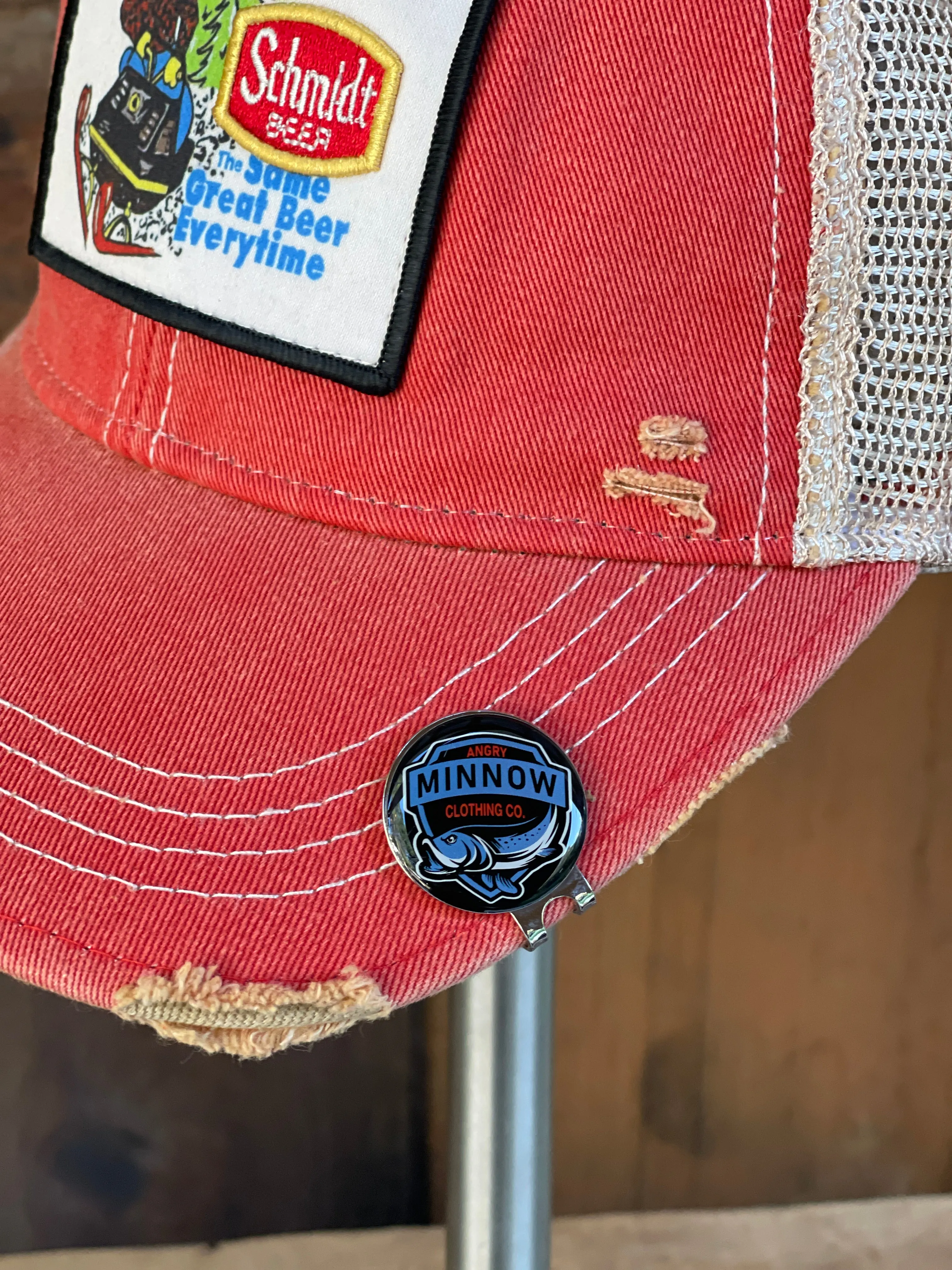 Schmidt Beer SNOWMOBILE hat- Distressed Red Snapback