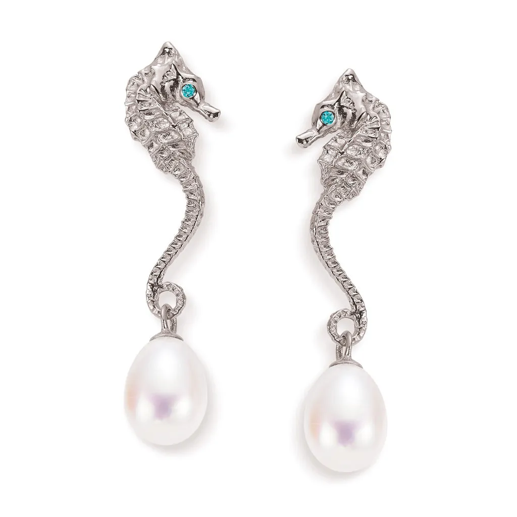 Seahorse Treasure Earrings in Silver
