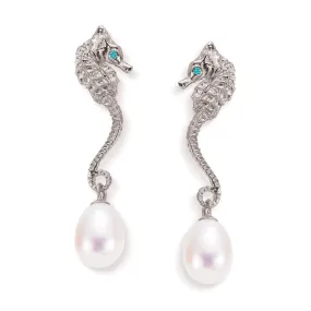Seahorse Treasure Earrings in Silver