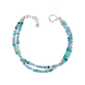 Silver Gemstone Bracelet with Blue Opal, Apatite, Tanzanite
