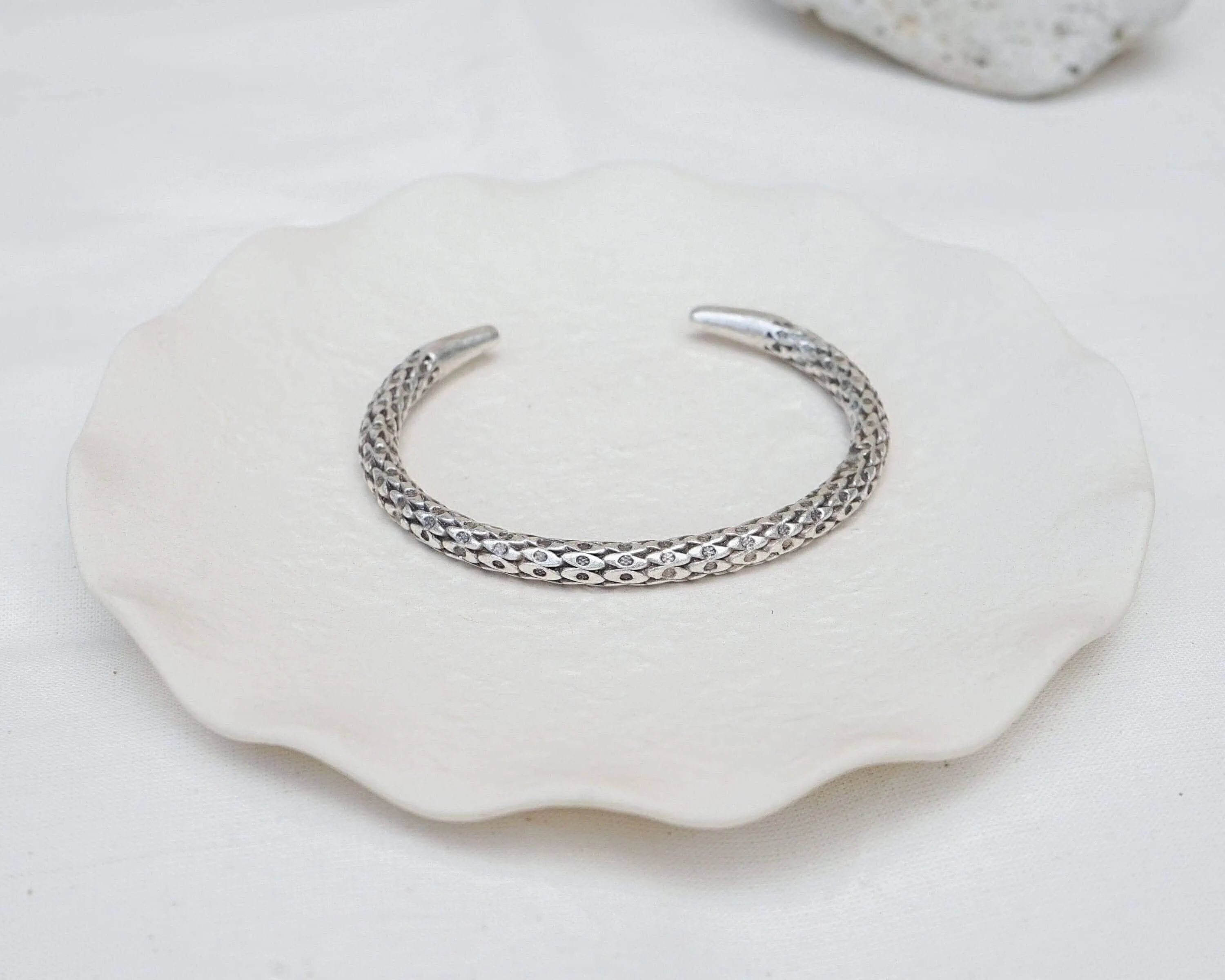 Silver Snakeskin-Style Cuff