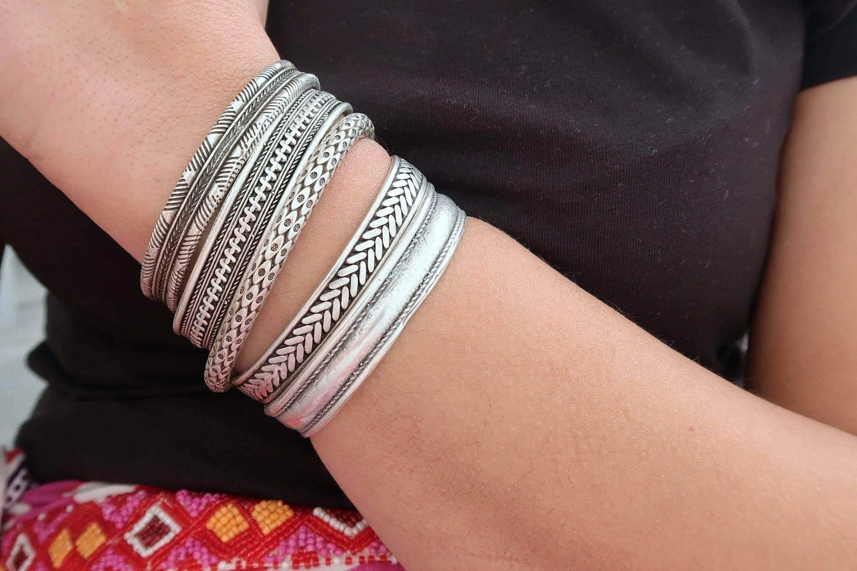 Silver Snakeskin-Style Cuff