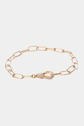 Small Diamond Hook Bracelet, Yellow Gold